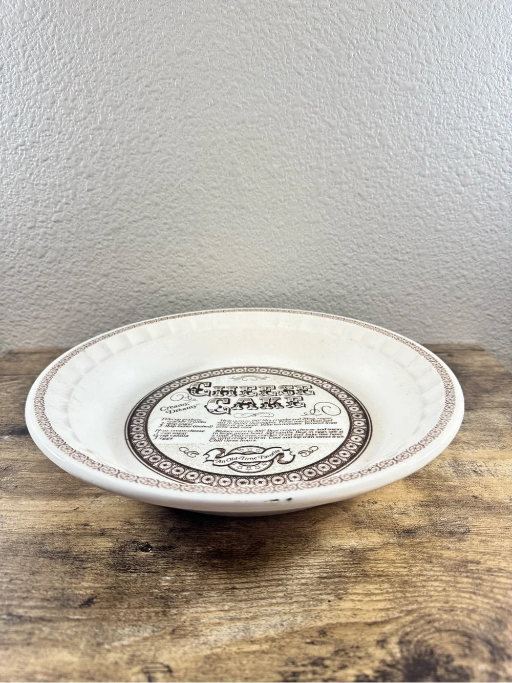 Vintage Royal China Jeannette Cheesecake Recipe Pie Plate - Made in USA